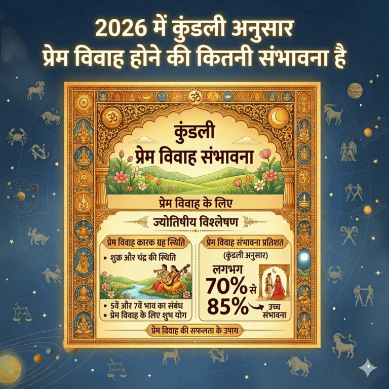 कुंडली अनुसार 2026 में प्रेम विवाह होने की कितनी संभावना है